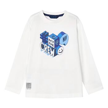 Boys Ivory Long Sleeve Top