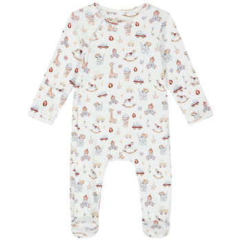 Baby Boys White Toys Babygrow