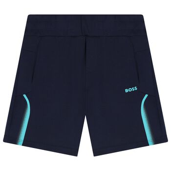 Boys Navy Blue Logo Shorts