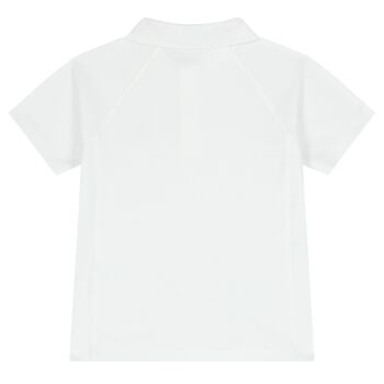 قميص أولاد بولو بالشعار باللون الأبيض