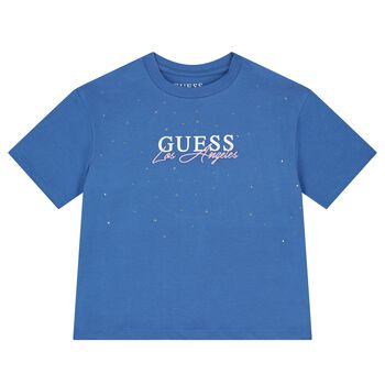 Girls Blue Embellished Logo T-Shirt