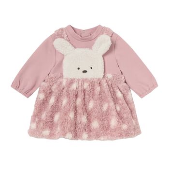 Baby Girls Pink Faux Lamb Dress