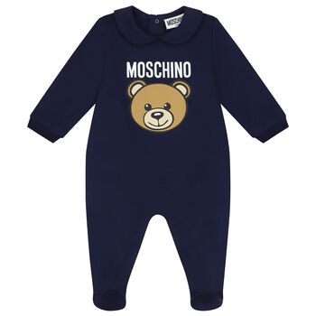 Navy Blue Teddy Bear Logo Babygrow