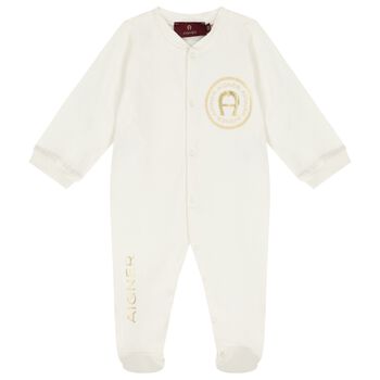 White Logo Babygrow