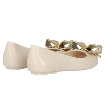 Girls Gold Bow Jelly Shoes