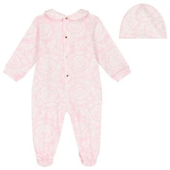 Baby Girls Pink & Ivory Barocco Babygrow Gift Set