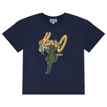 Boys Navy Blue Logo T-Shirt