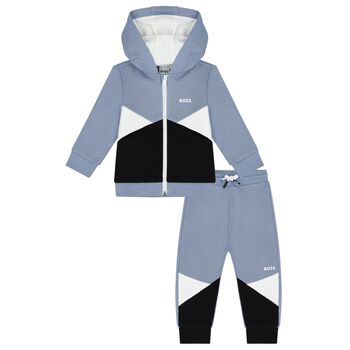 Younger Boys Blue & Black Logo Tracksuit