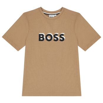 Boys Beige Logo T-Shirt