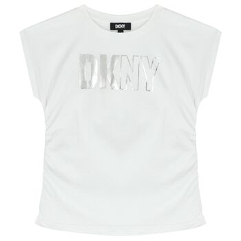 Girls White & Silver Logo T-Shirt