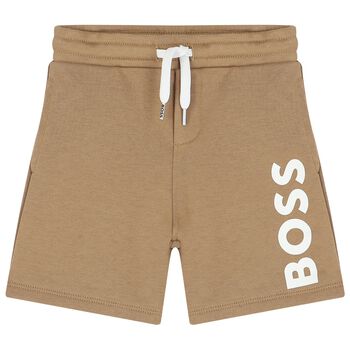 Younger Boys Beige Logo Shorts