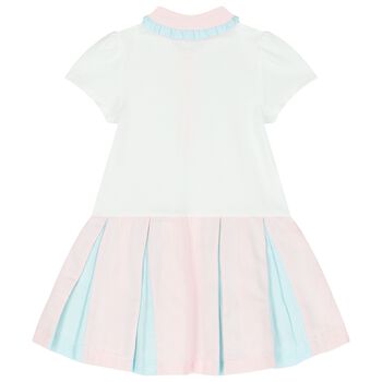 Younger Girls White & Pink Polo Dress