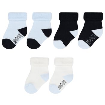 Blue, White & Navy Blue Logo Socks ( 3-Pack )