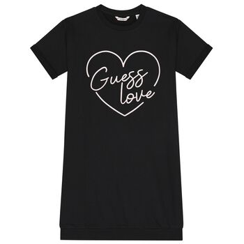 Girls Black Logo Heart Dress