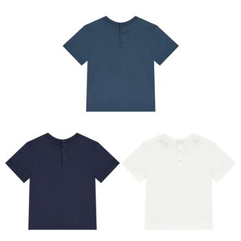 Younger Boys Navy Blue & White T-Shirt ( 3-Pack )