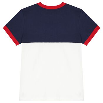 Boys Navy Blue & White Logo T-Shirt