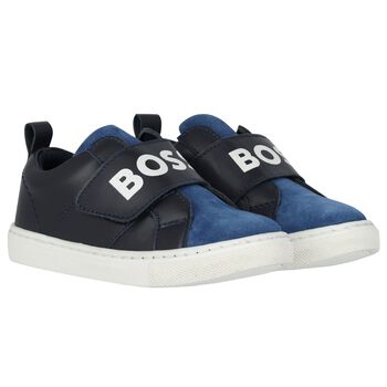 Boys Navy Blue Logo Trainers