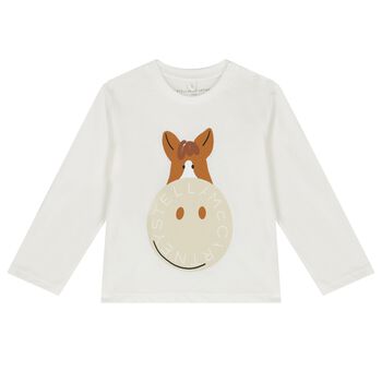 Younger Boys Ivory logo Long Sleeve Top