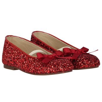 حذاء بنات باليرينا باللون الأحمر