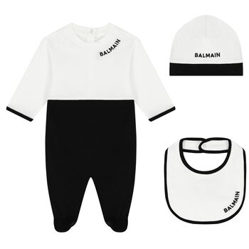 White & Black Logo Babygrow Gift Set