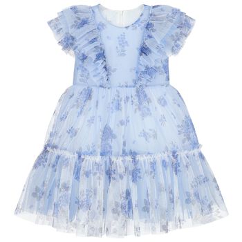 Girls Blue Ruffle Dress