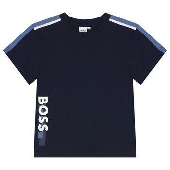 Boys Navy Blue Logo T-Shirt