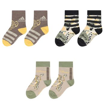 Beige, Grey & Green Logo Socks ( 3- Pack )