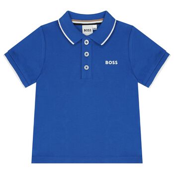 Younger Boys Blue Logo Polo Shirt