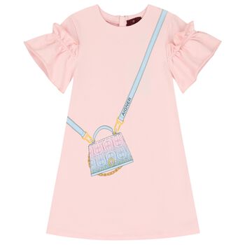 Girls Pink Bag Ruffle Dress
