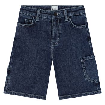 Boys Blue Logo Denim Shorts