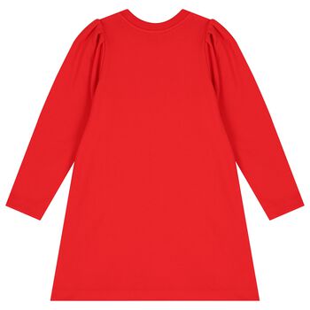 Girls Red Teddy Bear Logo Dress