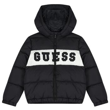 Boys Black Logo Padded Puffer Jacket