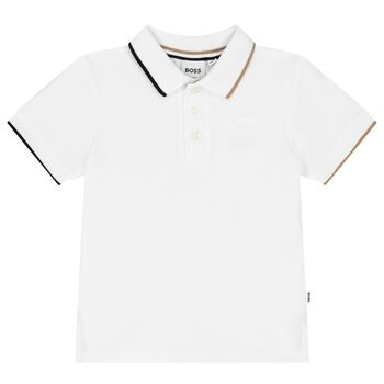 Younger Boys White Logo Polo Shirt