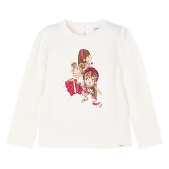 Girls Ivory Long Sleeve Top