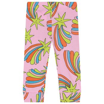 Younger Girls Pink Shooting Stars Leggings