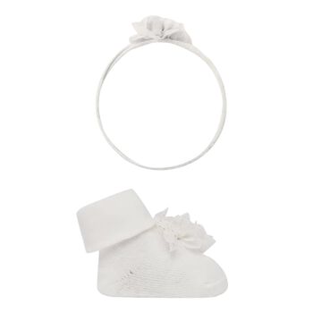 Baby Girls Ivory Headband & Socks Set