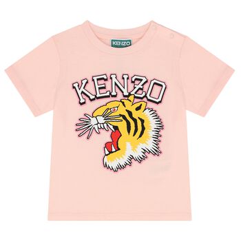 Younger Girls Pink Varsity Tiger T-Shirt