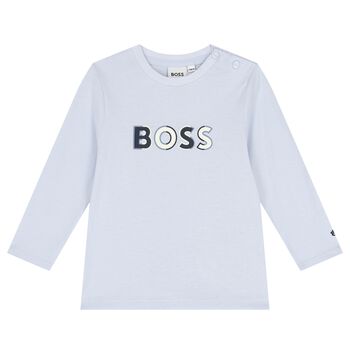 Baby Boys Blue Logo Long Sleeve Top