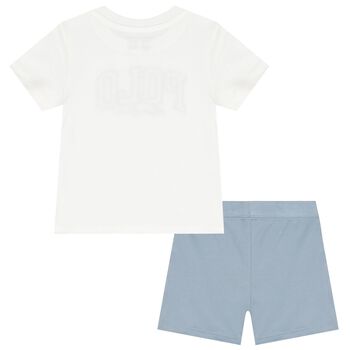 Baby Boys White & Blue Shorts Set