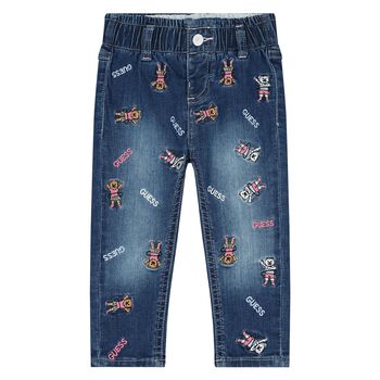 Younger Girls Blue Logo Teddy Bear Jeans