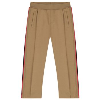 Boys Beige Logo Joggers