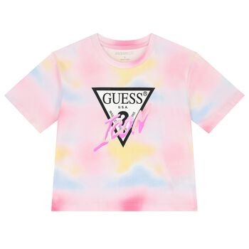 Girls Pink & Yellow Logo T-Shirt