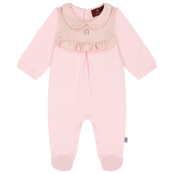 Baby Girls Pink Logo Babygrow