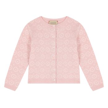 Younger Girls Pink Logo Cardigan