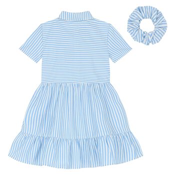 Girls Blue Stripe Shirt Dress