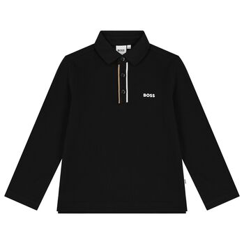 Boys Black Logo Polo Shirt