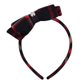 Girls Navy Blue & Red Tartan Headband