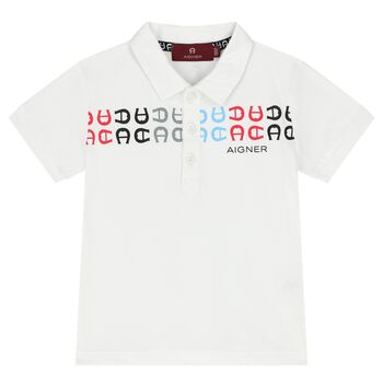 Younger Boys White Logo Polo Shirt