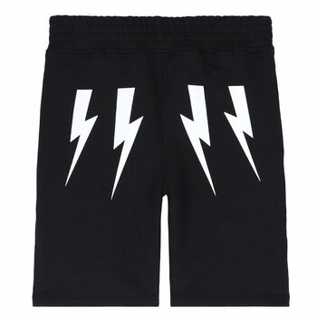 Boys Black Printed Jersey Shorts