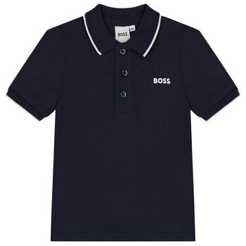 Younger Boys Navy Blue Logo Polo Shirt